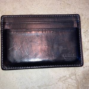 Coach Black Leather Card Holder Wallet